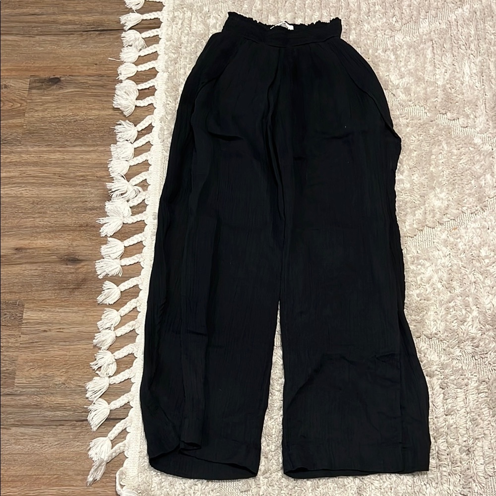 Hollister Black Bathing Suit Cover-Up Wide Leg Pants with Side Slits